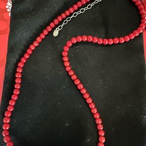 Red coral beaded necklace